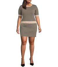 Lucy Paris Plus Size Warren Coordinating Short Sleeve Patterned Knit Top