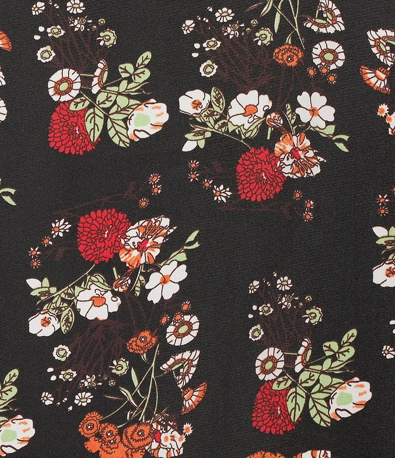 Lucy Paris Plus Size Woven Floral V-Neck Long Sleeve Tie Top