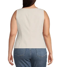 Lucy Paris Plus Size Taylor Linen Blend Round Neck Sleeveless Vest Top