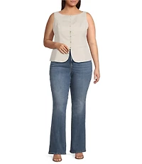 Lucy Paris Plus Size Taylor Linen Blend Round Neck Sleeveless Vest Top