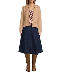 Lucy Paris Point Collar Long Sleeve Button Front Cardigan