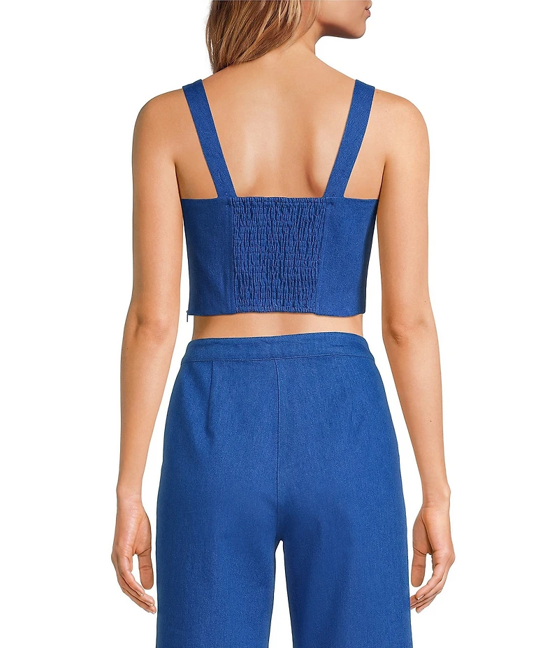 Lucy Paris Coordinating Renna Square Neck Sleeveless Denim Crop Top