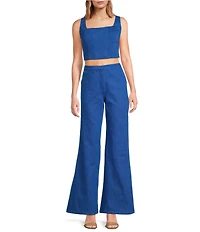 Lucy Paris Coordinating Renna Square Neck Sleeveless Denim Crop Top