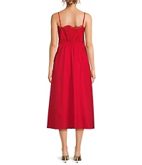 Lucy Paris Rey Embroidered Eyelet Square Neck Sleeveless Midi Dress