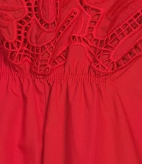 Lucy Paris Rey Embroidered Eyelet Square Neck Sleeveless Midi Dress
