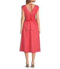 Lucy Paris Rosette V-Neck Sleeveless Fit & Flare Midi Dress