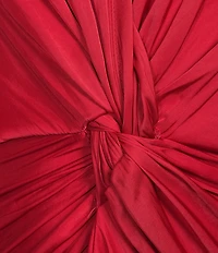 Lucy Paris Ruche Paige V-Neck Long Sleeve Twist Front Midi Dress