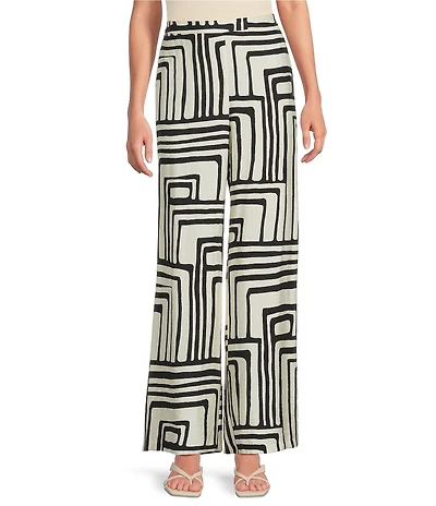 Lucy Paris Rue Geometric Print Flat Front Wide Leg Coordinating Pants