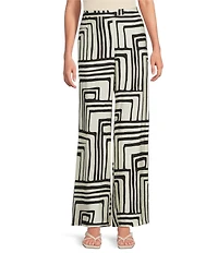 Lucy Paris Rue Geometric Print Flat Front Wide Leg Coordinating Pants