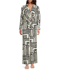 Lucy Paris Rue Geometric Print Flat Front Wide Leg Coordinating Pants