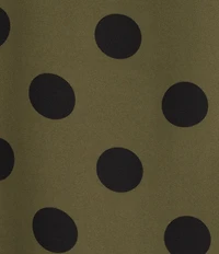Lucy Paris Rue Polka Dot Printed Collared V-Neck Long Sleeve Coordinating Tie Top