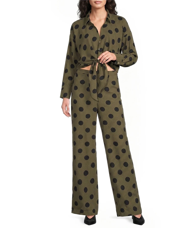 Lucy Paris Rue Polka Dot Printed Straight-Leg Coordinating Pants