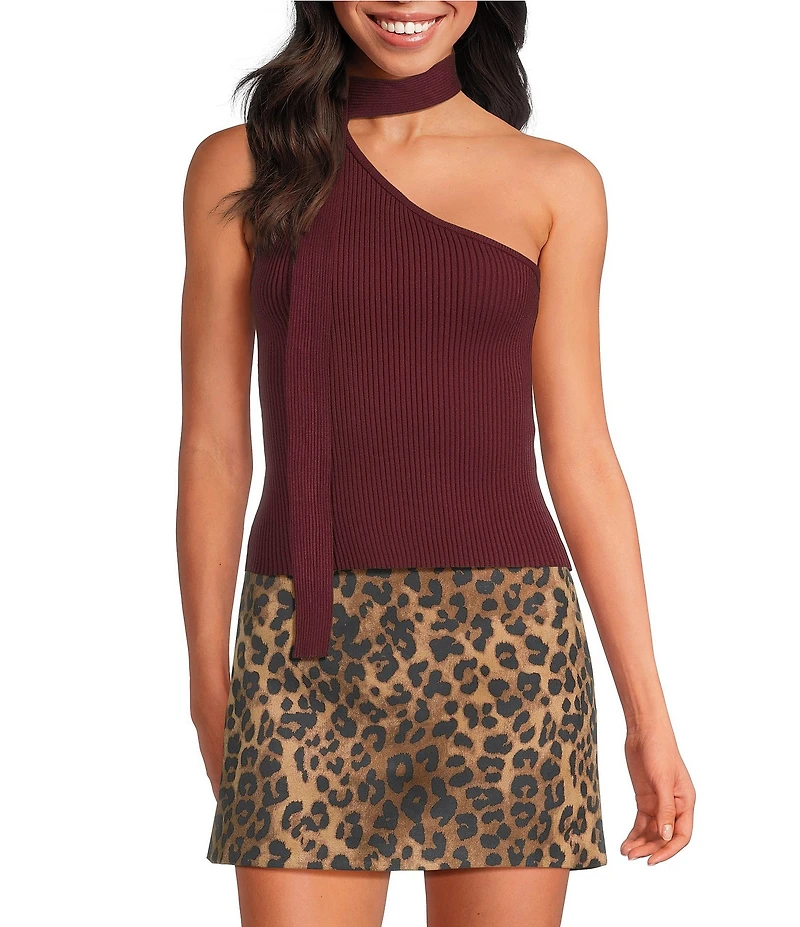 Lucy Paris Salem One Shoulder Sleeveless Knit Top