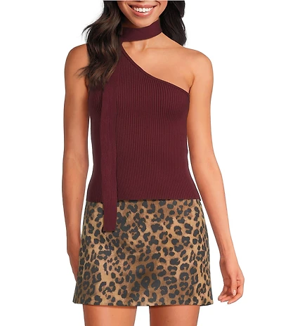 Lucy Paris Salem One Shoulder Sleeveless Knit Top