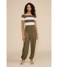 Lucy Paris Sam Bubble Hem Pull On Satin Pant