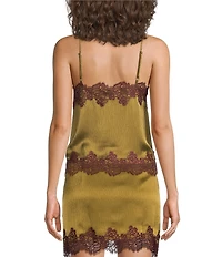 Lucy Paris Satin Lace Trim V-Neck Sleeveless Coordinating Top