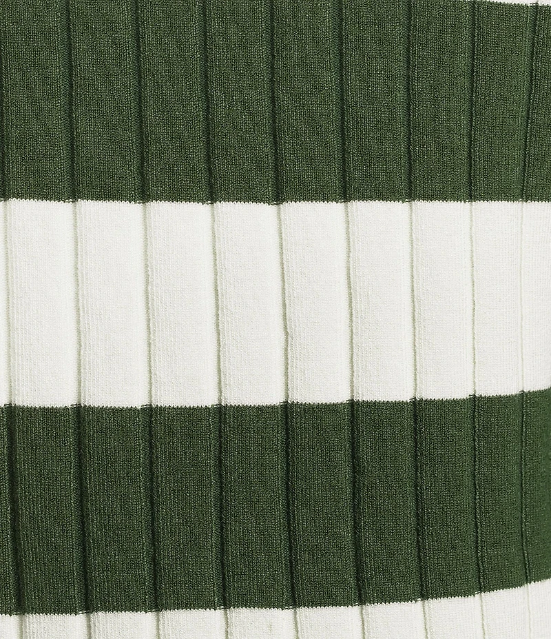 Lucy Paris Smith Stripe Polo Neck Short Sleeve Knit Top