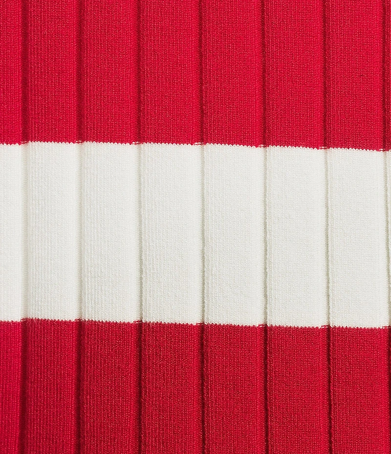 Lucy Paris Smith Stripe Polo Neck Short Sleeve Knit Top