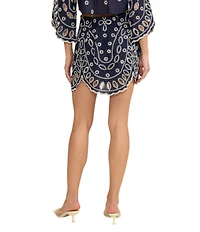 Lucy Paris Sona Embroidered Eyelet Coordinating Mini Skirt