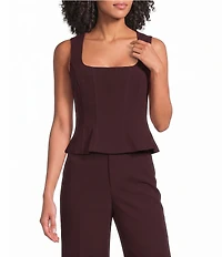 Lucy Paris Square Neck Sleeveless Coordinating Peplum Top
