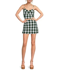 Lucy Paris Stanton Gingham Print Coordinating A-Line Mini Skirt