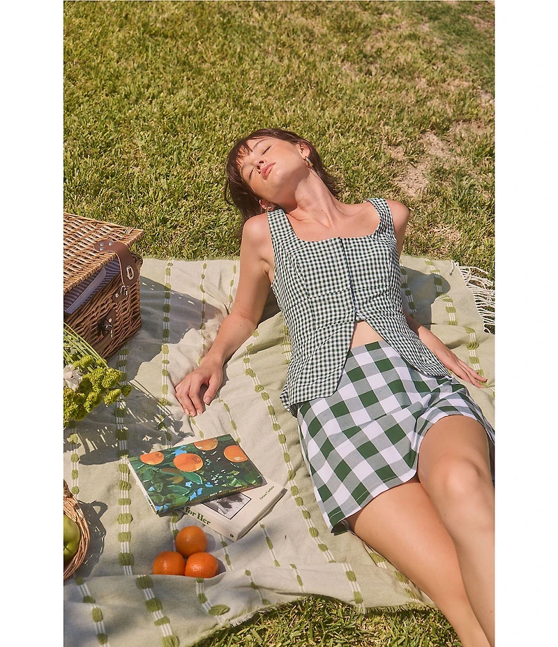 Lucy Paris Stanton Gingham Print Coordinating A-Line Mini Skirt