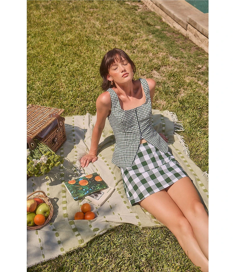 Lucy Paris Stanton Gingham Print Coordinating A-Line Mini Skirt