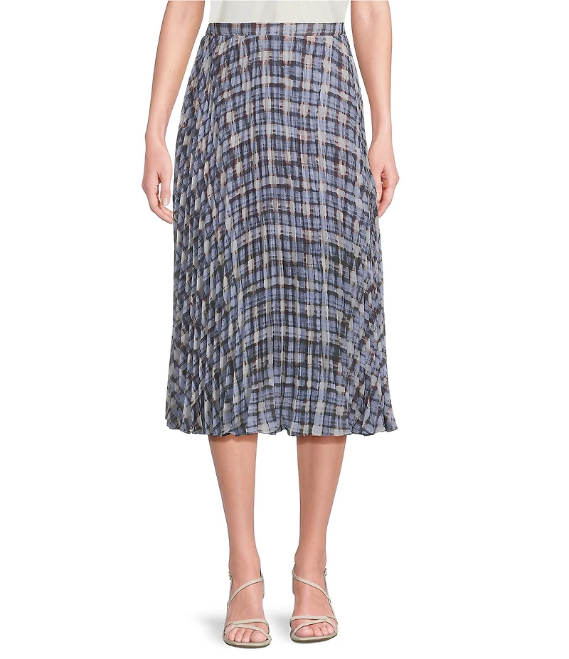 Lucy Paris Talia Plaid Print Pleated Midi Skirt