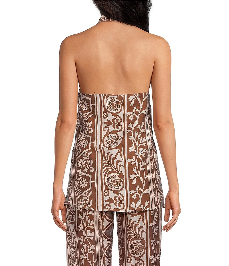 Lucy Paris Teala Printed Halter Neck Sleeveless Wrap Over Coordinating Top