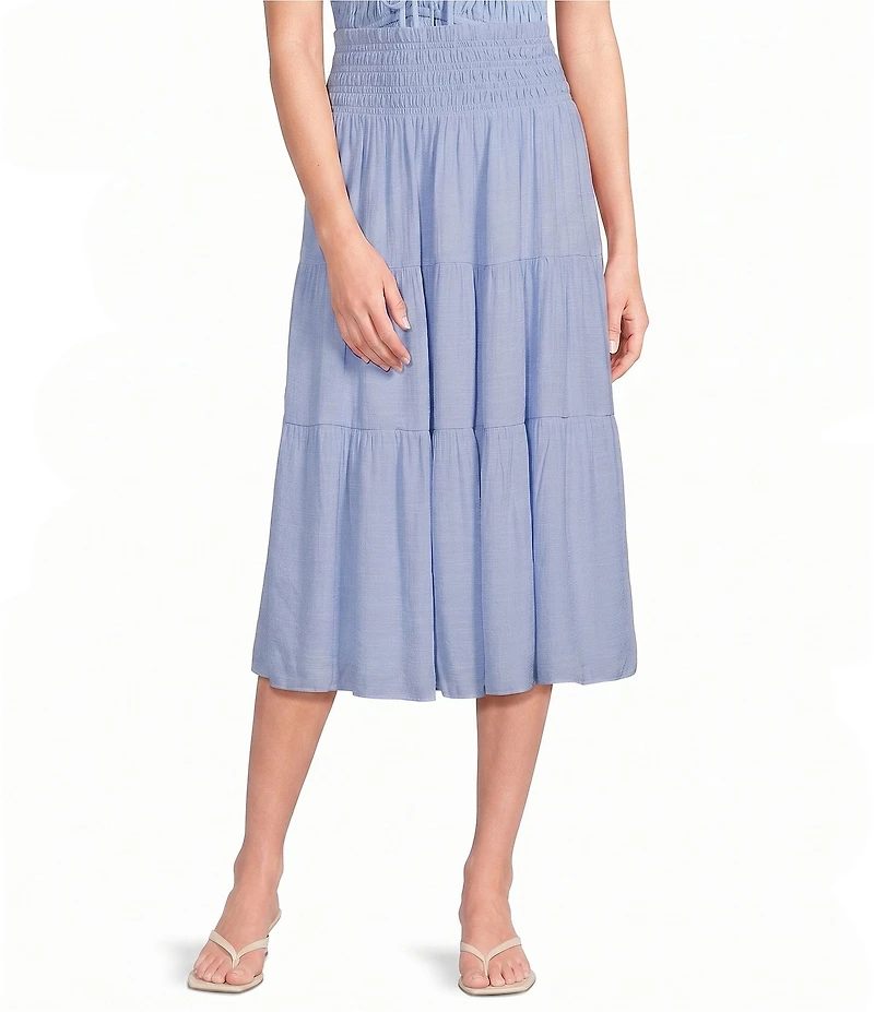 Lucy Paris Tropez Smocked Coordinating A-Line Midi Skirt