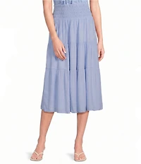 Lucy Paris Tropez Smocked Coordinating A-Line Midi Skirt