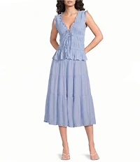 Lucy Paris Tropez Smocked Coordinating A-Line Midi Skirt