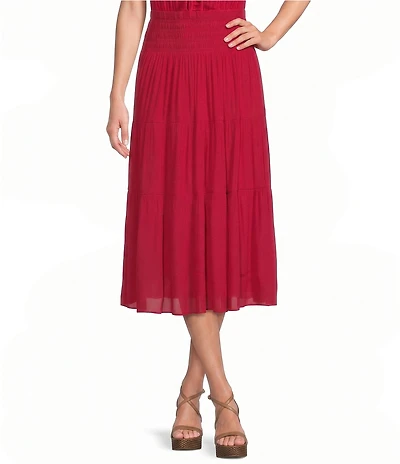 Lucy Paris Tropez Smocked Coordinating A-Line Midi Skirt
