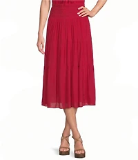 Lucy Paris Tropez Smocked Coordinating A-Line Midi Skirt