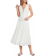 Lucy Paris Tropez Smocked Coordinating A-Line Midi Skirt