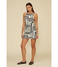 Lucy Paris Veronica Geometric Square Neck Sheath Dress