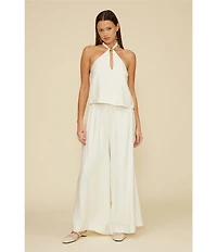 Lucy Paris Willa Satin Halter Neck Sleeveless Flowy Coordinating Top