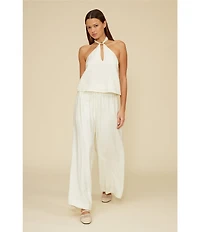 Lucy Paris Willa Satin Halter Neck Sleeveless Flowy Coordinating Top