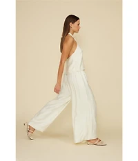 Lucy Paris Willa Satin Halter Neck Sleeveless Flowy Coordinating Top