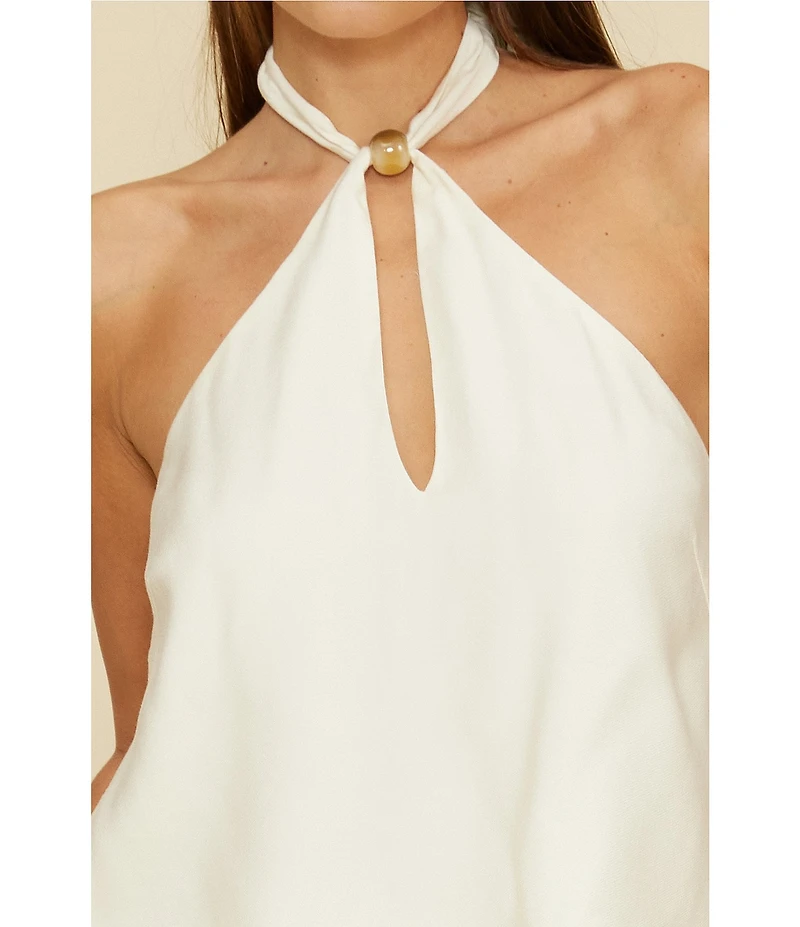 Lucy Paris Willa Satin Halter Neck Sleeveless Flowy Coordinating Top