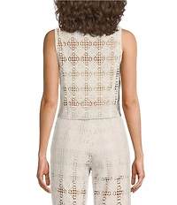 Lucy Paris Woven Crochet Harper V-Neck Front Tie Fitted Coordinating Top