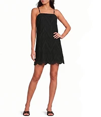 Lucy Paris Ynez Eyelet Square Neck Sleeveless Mini Dress
