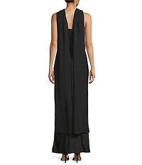 Lulus Aurora Sateen Scarf Halter Criss Cross Front A-Line Maxi Dress