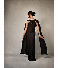 Lulus Aurora Sateen Scarf Halter Criss Cross Front A-Line Maxi Dress