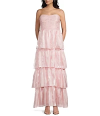 Lulus Bella Taffeta Tiered Sweetheart Strapless Neck Maxi Dress