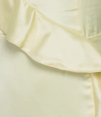 Lulus Bonnie Satin Strapless Ruffle Side Slit A-Line Full Length