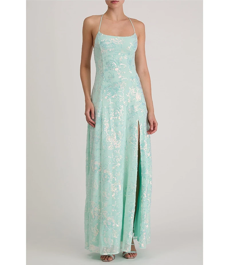 Lulus Charlotte Tie Back Sequin Long Dress