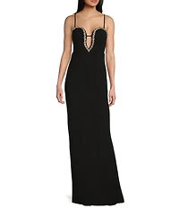 Lulus Crepe Jasmine Crystal Deep Cutout Crepe Maxi Dress