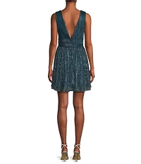 Lulus Metallic Deep V-Neck Mini Dress