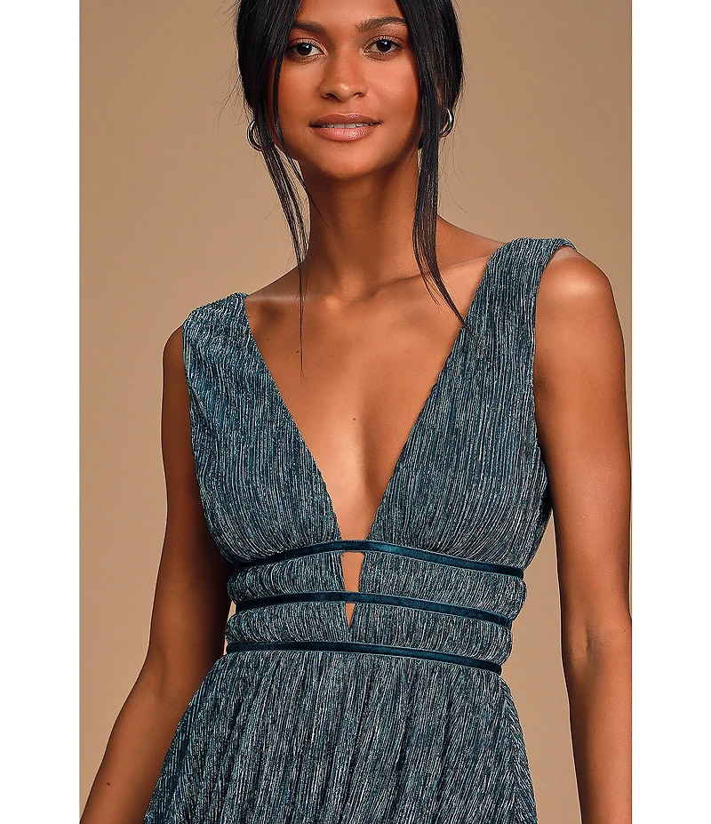 Lulus Metallic Deep V-Neck Mini Dress